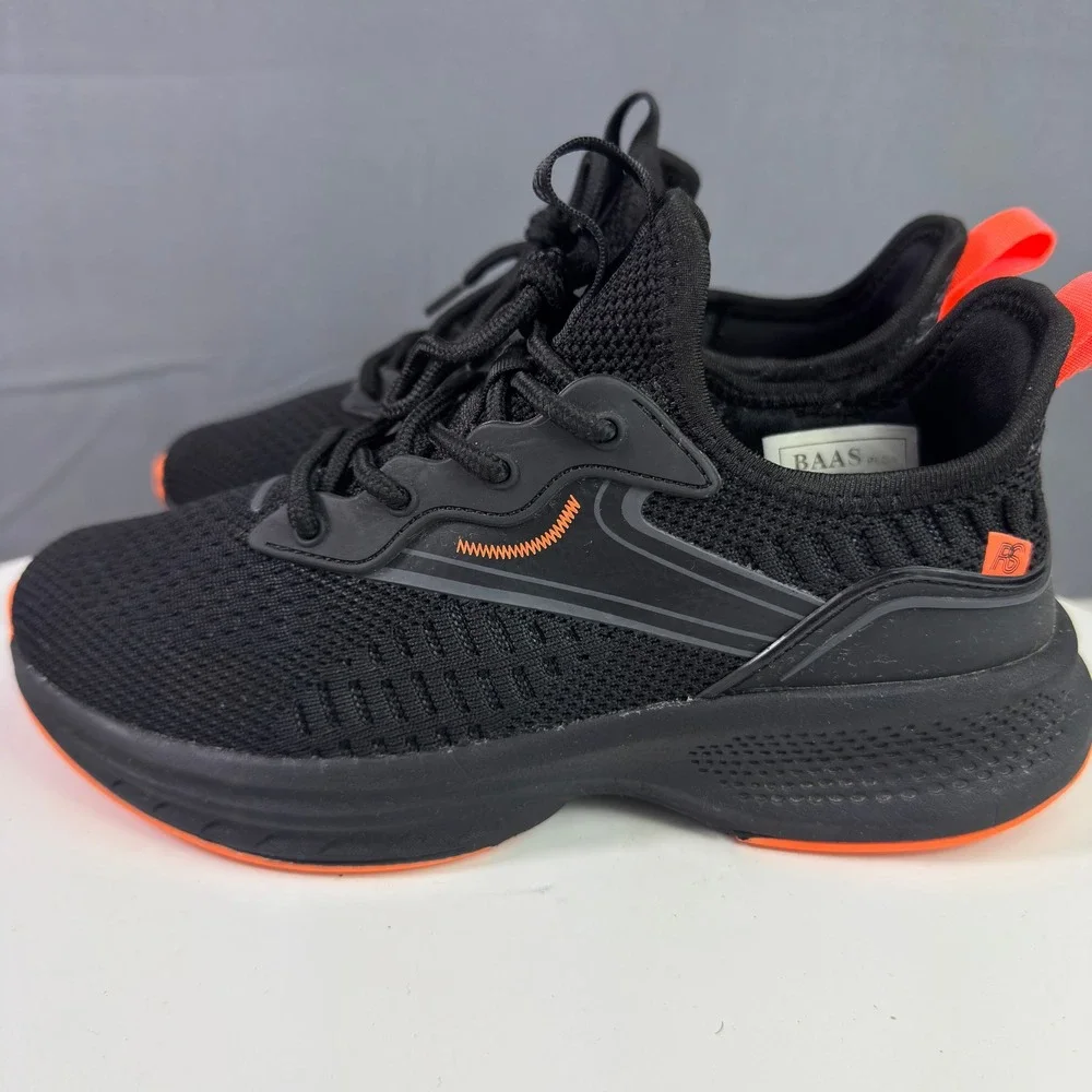 BAAS PLOA Mens Size 5.5 Black Orange Athletic Trail Running Shoes Sneakers